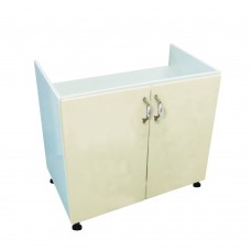 Masca pentru chiuveta cu 2 usi Zebra, Alba/MDF Vanilie lucios, fara blat, 80 x 82 x 50 cm